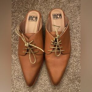 FORTRESS OF INCA Tan Leather Lace-Up Flats